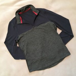 Lululemon Blue and Grey Herringbone Half-Zip Top